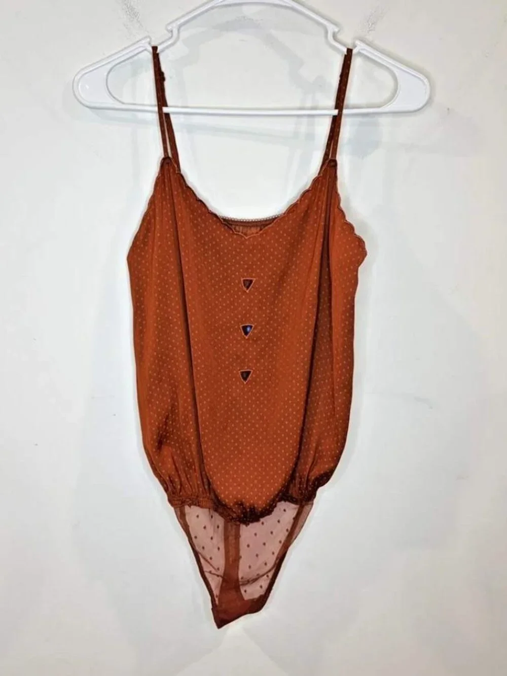 NWT Intimately Free People Place For You Bodysuit Sz XS Rust Cut Out Silky Thong